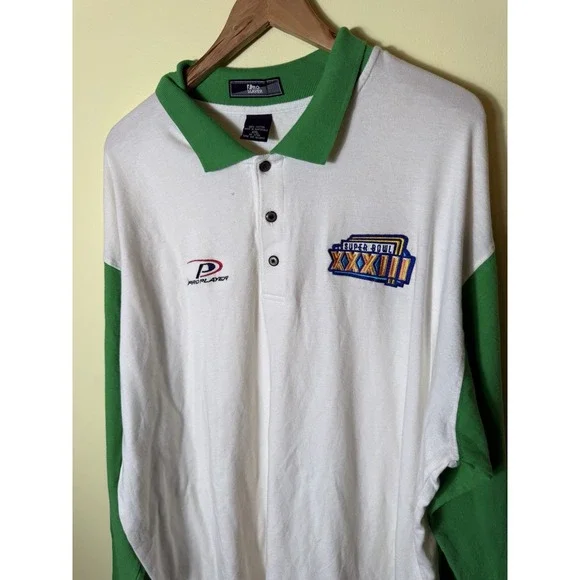 Vintage Pro Player‎ Super Bowl XXXIII Long Sleeve Polo Shirt XXL - Picture 3 of 9